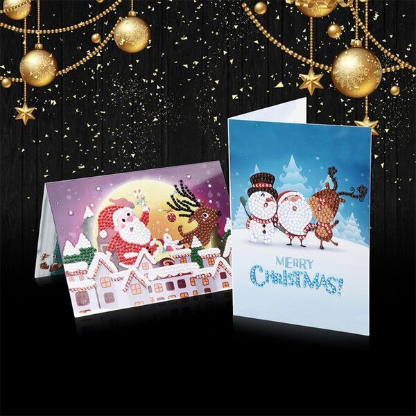 

мультфильм рождество алмазная поздравительная открытка маленький санта-клаус олень лось с рождеством открытка новый год подарки карты