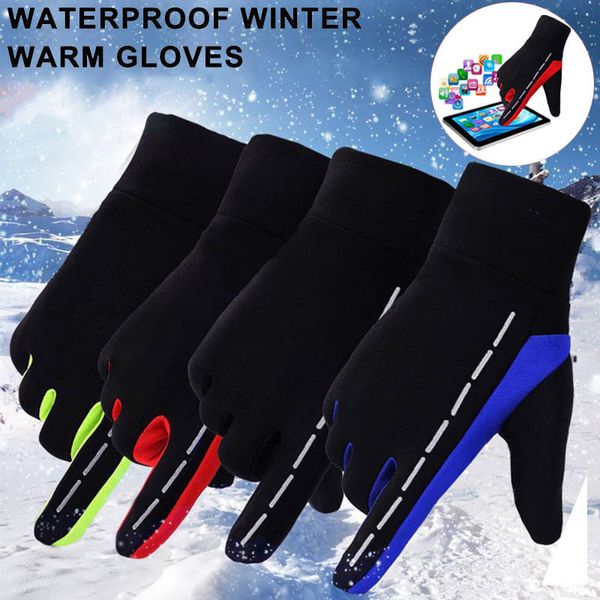 

men women winter warm skiing glove sports gloves suede leather fleece lined touch screen driving gloves