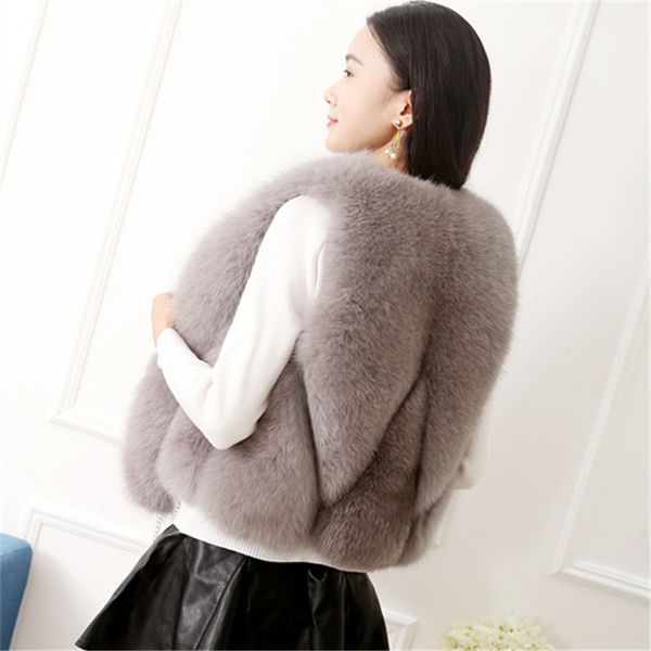 

women's vests autumn 2021 winter fur vest women thick warm luxury slim fashion short coat outwear clothes, Black;white