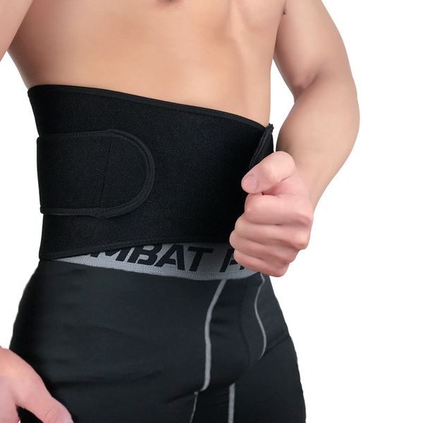 

gym fitness weightlifting waist belt neoprene lumbar support trimmer exercise weight loss burn body slimming belt, Black;gray