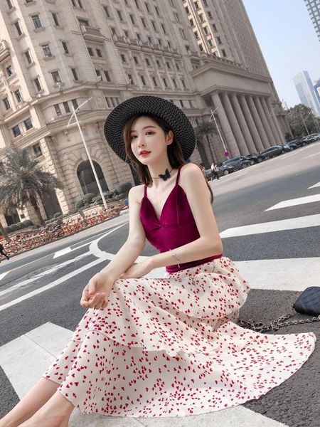 

skirt women 2020 summer new retro polka dot floral a word beach vacation chiffon fishtail skirt jfmhrx woman skirts, Black