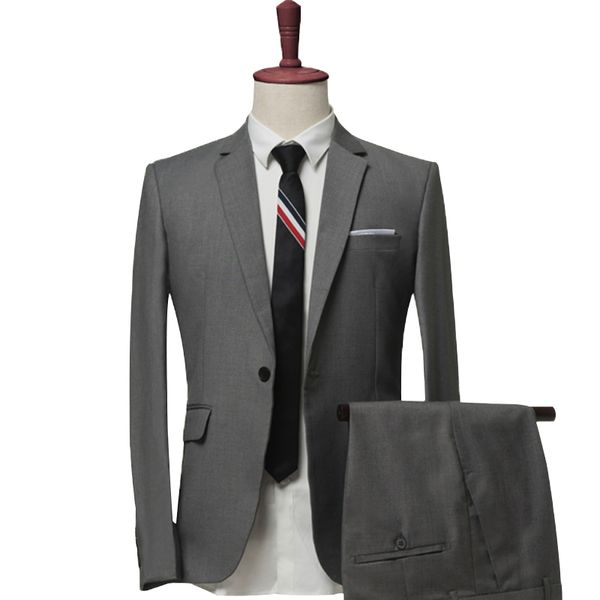 

two-piece suit (+ pants) 2018 men's new fashion suit men's business casual polyester two-piece work wedding dress, White;black