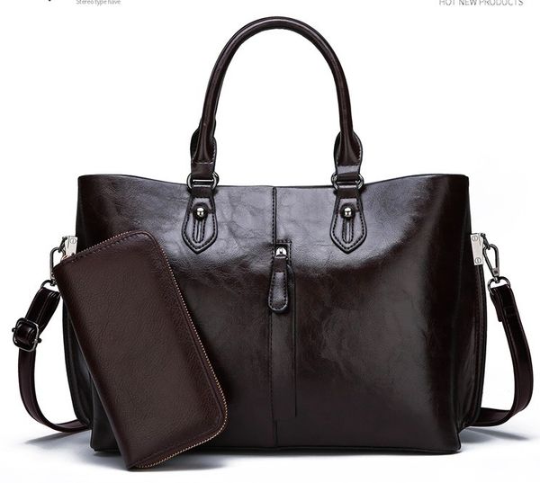 

pu leather shoulder bags straps solid zipper handbags large bags for women elegant ladies handbags set