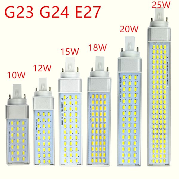 G23 G24 E27 светодиодные лампы 10 Вт 12 Вт 15 Вт 18 Вт 20 Вт 25 Вт SMD5730 светодиодные фонари 85-265 в прожектор 180 градусов горизонтальный штекер свет