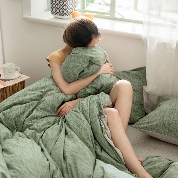 

nordic green blue pink bedding set teen child,twin full  cotton single double home textile bed sheet pillowcase duvet cover