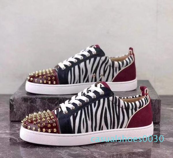 

full packet design red bottom sneaker for men women trainers seavaste orlato men flat junior print genuine leather 15 c30, Black