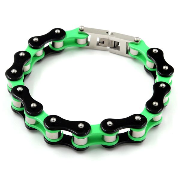 

jewelry punk style stainless steel two tone mens bracelet link chain biker bicycle bracelets pulseira men jewelry, Black