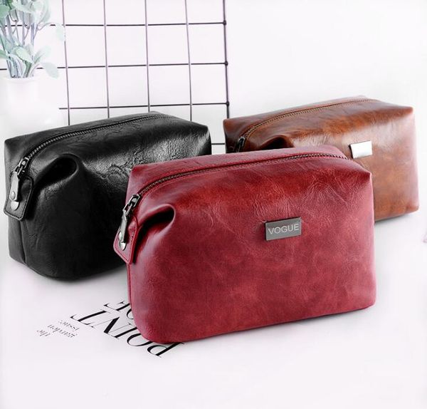 

50pcs new design retro min flap zipper pu storage cosmetic bag 5colors protable waterproof coin purses toiletry bags