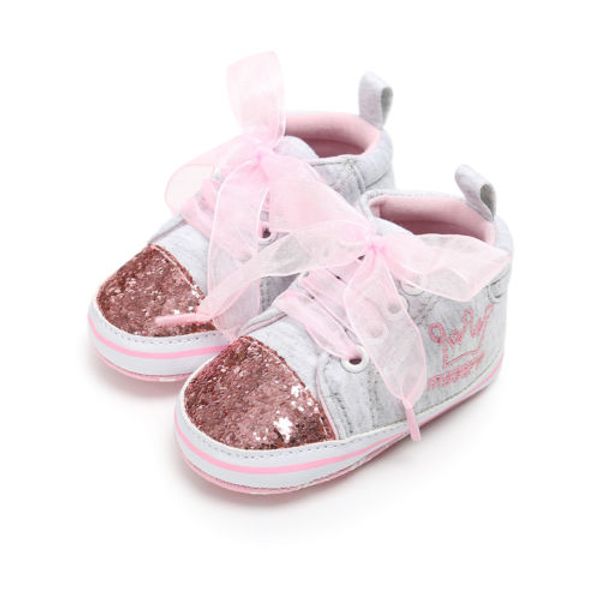 

pudcoco новорожденных baby girl обувь малышей prewalker холст baby girl корона мягкой подошвой обувь детская кроватка