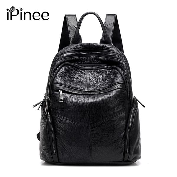 

ipinee fashion designer cow genuine leather women backpack school bags for teenagers girls female travel backpack