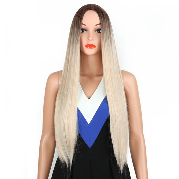 

synthetic gradient color heat resistant natural long styling hair extensions women wig fashion dyeing elegant salon straight, Brown