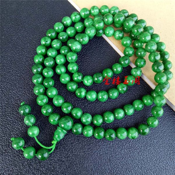 

100% real green jade necklace Emerald 8mm108 rosary prayer beads jade necklace jade jewelry beads bracelets add certificate