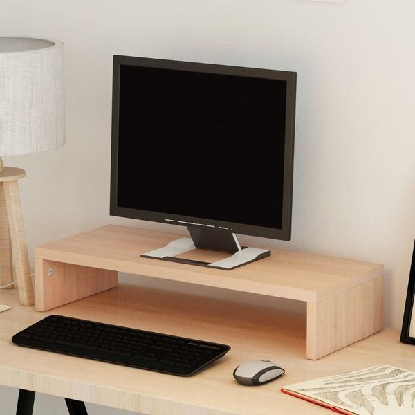 

monitor holder in chipboard 60x23,5x12 cm beige living room furniture