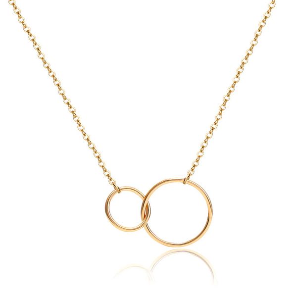 

simple retro double ring 8 word electroplated gold pendant clavicle chain size circle necklace couple necklace ing, Silver