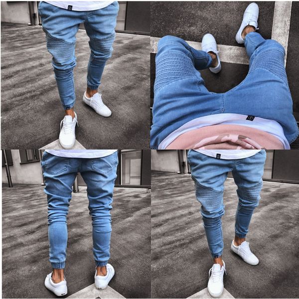 

топ высокое качество джинсы взрыв мода светло-голубой туго новая талия микро-эластичные брюки s-4xl бесплатная доставка, Blue