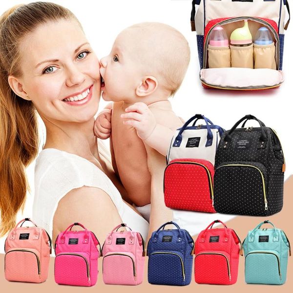 

dot print large capacity backpacks nylon mommy maternity nappy bags travel nursing baby diaper bags for parent-child travel