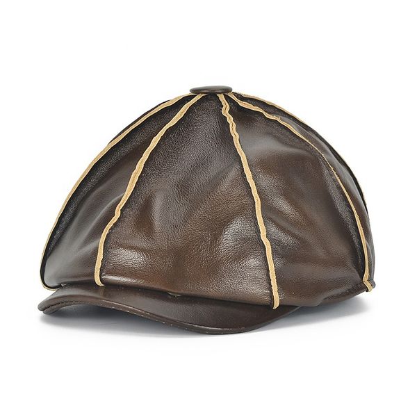 

58cm 60cm oxhide leather 8 panel newsboy cap hat for men