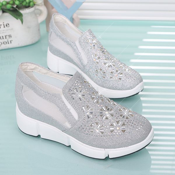 

2019 new super easy cake thick bottom hollow mesh breathable lazy net shoes women's shoes, Black