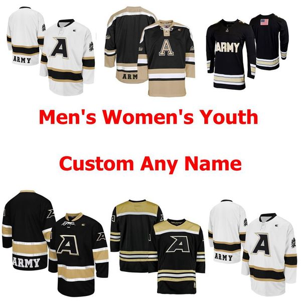 

ncaa army black knights трикотажные мужские женщин youth kids джерси белый черный серый колледж хоккей трикотажные пользовательские любой им