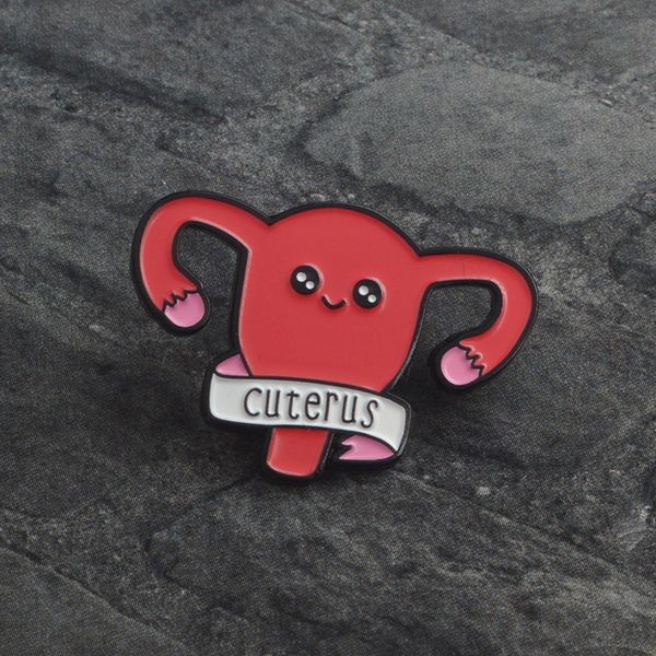 

feminism hurray cartoon cuterus uterus enamel pins brooches badge lapel pin accessories girl power women' rights feminist gift, Gray