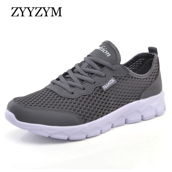 

zyyzym men casual shoes spring summer fashion sneakers outdoors breathable light mesh shoes lace up mens plus size, Black