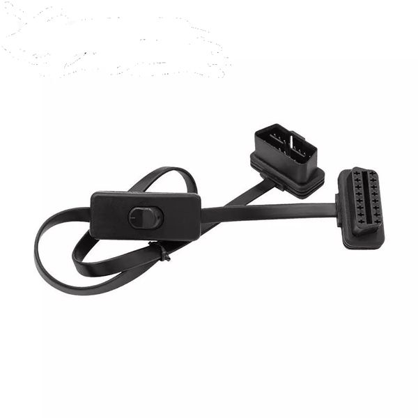 

obd2 16pin male to female flat extension cable with switch flat thin as noodle