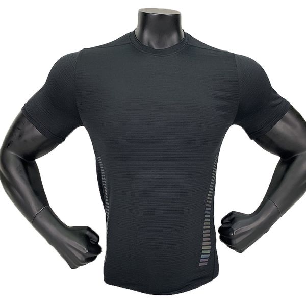 

running jerseys outdoor shirt men short sleeve tight workout fitness gym soccer jersey compression quick dry breathable sport t-shirts, Black;blue