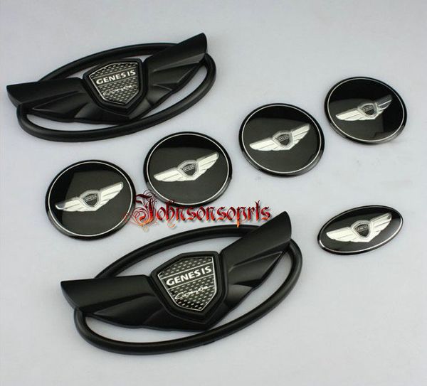

7pcs/set 3d badge emblems front +rear +steering wheels for 2010-2015 genesis coupe car styling