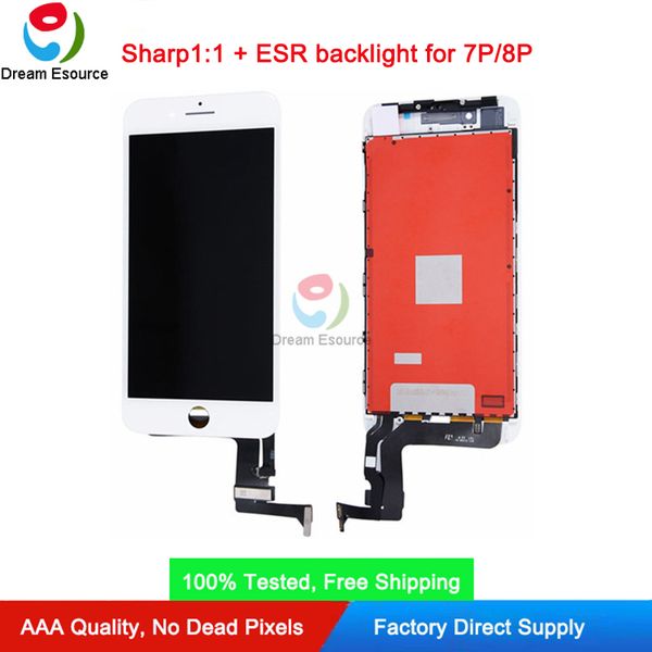 

sharp1:1 with esr backlight full view polarizer for iphone 7p 8p 5.5inch touch screen digitizer assembly high brightness & dhl shipping