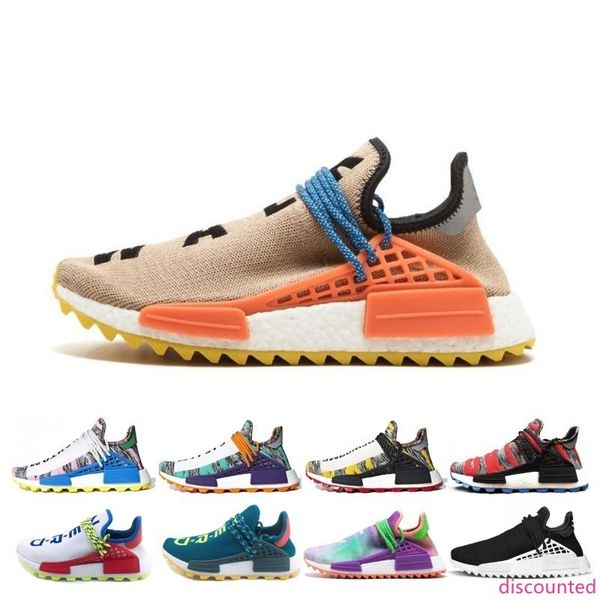

designer human race trail solar afro pack running shoes men women nerd pharrell williams hu solarhu black white sports sneakers size 36-47