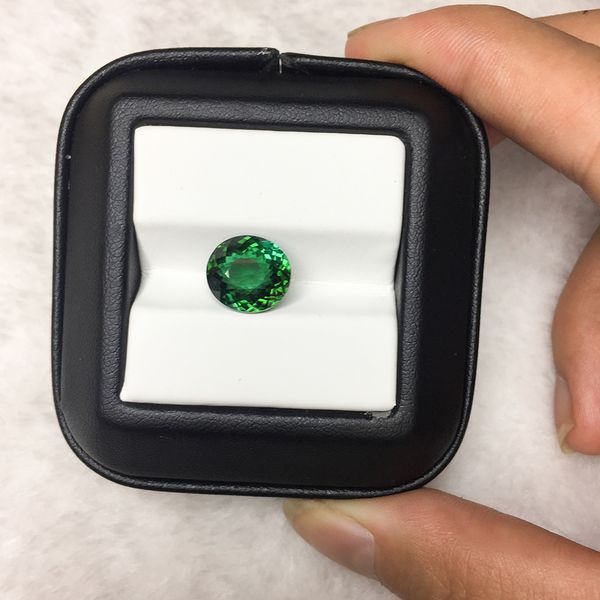 

mele natural green tourmaline for jewelry making,10x11x7.2mm 5.7ct oval cut loose gemstone diy main stone, Black