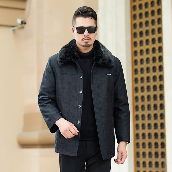 

10xl 8xl 6xl parka men coats winter jacket men slim thicken fur collar outwear warm coat casual mens coat veste homme, Black