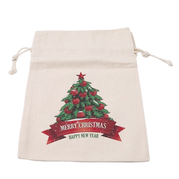 

1pc 2018 new year christmas candy bag santa claus drawstring canvas sack tableware rustic vintage stockings giftbag qw899499
