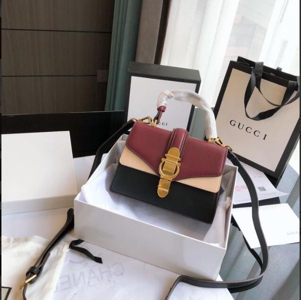 

handbags retro color matching small square bag hand hold little dionysian shoulder cross shoulder with box size 21.15, Black