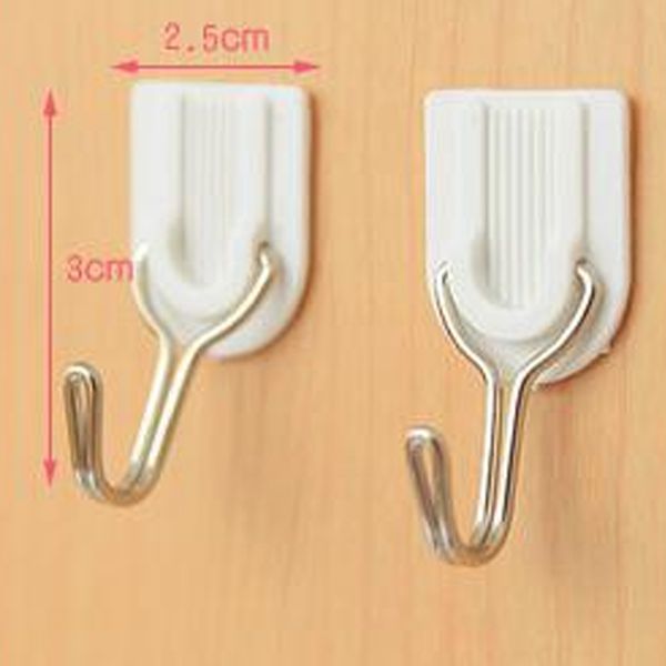 

6pcs white strong self adhesive sticky hooks hanger holder wall door diy fast