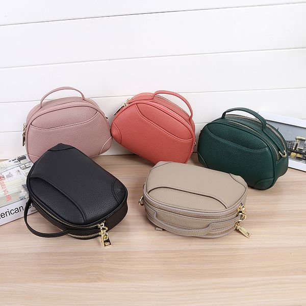

new fashion women's shoulder bag head layer cowhide messenger bag simple handbag half round