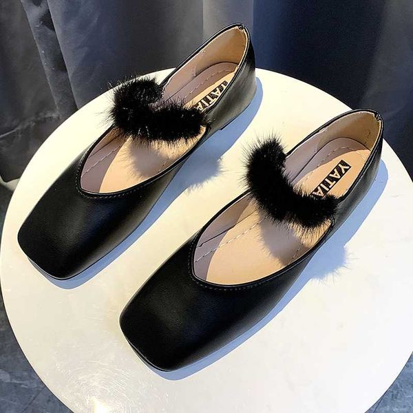 

women's loafers 2020 winter shoes fashion faux fur casual slip on warm winter shoe women shoes flat leather woman shoe w33-62, Black