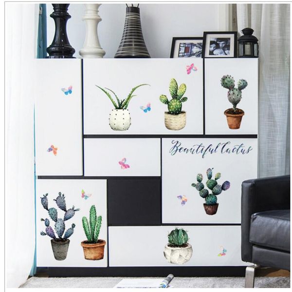 Cactus Potted Sticker Cabinet Windowsill Living Room Decoration