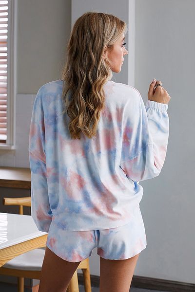 

dhl for pajamas tiedye for woman pigiama da donna per girocollo tye dye short purple light travis scott tie dye shirt nice lipper, Blue;gray