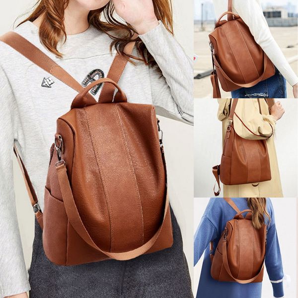 

adisputent women backpack purse pu leather backpack lightweight casual travel waterproof anti-theft school bag