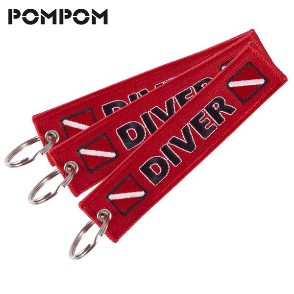 

3pcs/lot pompom emboridery diver chain keychain for motorcycles and cars special luggage tags oem keychain jewelry sleutelhanger, Silver