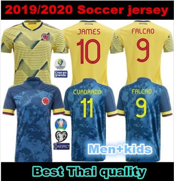 

men+kids 2020 colombia away soccer jersey james copa america colombia football shirt falcao camiseta de futbol maillo, Black;yellow