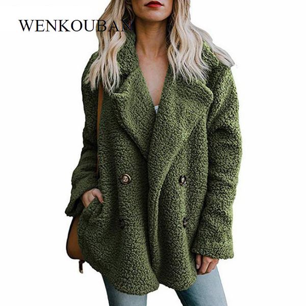 

plush coat women winter jackets fluffy teddy coat female warm artificial fleece winter clothes 5xl plus size manteau femme, Black