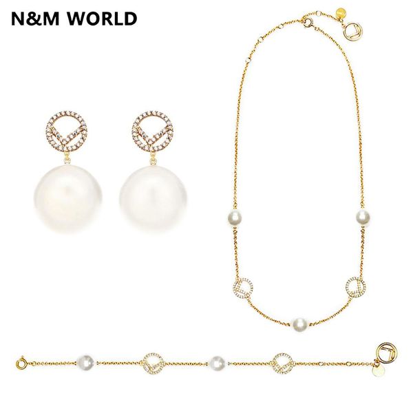 

pearl earring jewelry retro bracelet necklace 2019 wholesale for women girls wedding anniversary gift beautiful jewelry, Silver