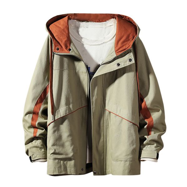 

men multi pockets full zip up cargo hooded jackets coats streetwear harajuku hip hop casual tracksuit jacket male sportwear, Black;brown