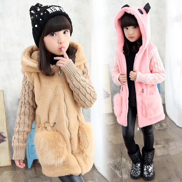 

2019 new winter girls kids boys warm thicker imitation fur camouflage coat down jacket outer clothing cute baby clothes children, Blue;gray