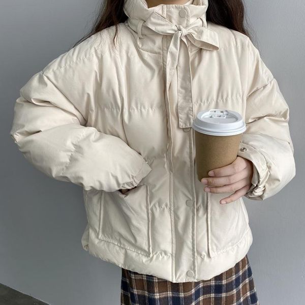 

women's down & parkas women turtleneck loose jacket pockets thick warm solid color casual coats coat female outerwear, Black