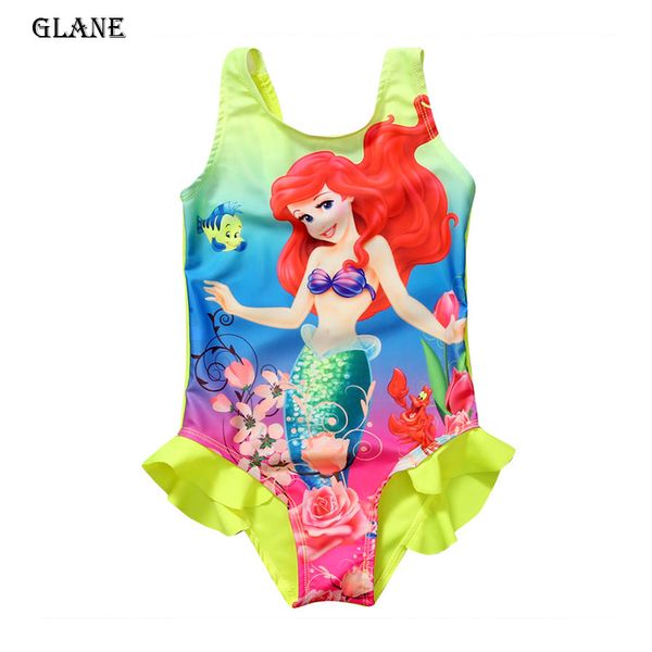 

3-8t mermaid girl kids swimsuit cartoon bathing suit print children swimwear bikini tankini baby girl summer swimming costume, White;black