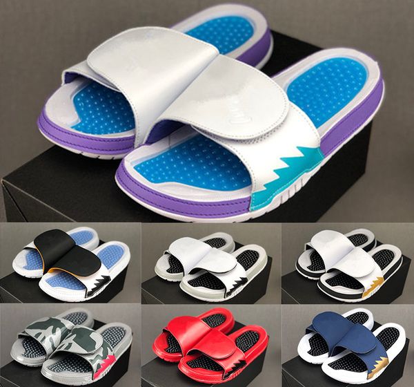 

hydro 5 cool grey slippers sandals hydro men slides basketball shoes sneakers 5s glow new hot, Black