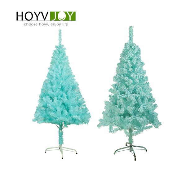 

hoyvjoy christmas new year tree light blue pvc+flocking with led event party xmas 60cm mini heavy pine artificial home decor